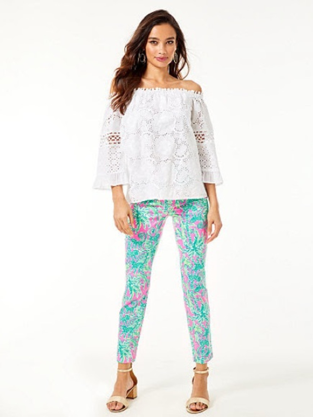 Lilly Pulitzer Neon Pink Tropical Leaf Print Pants - Picture 2 of 11